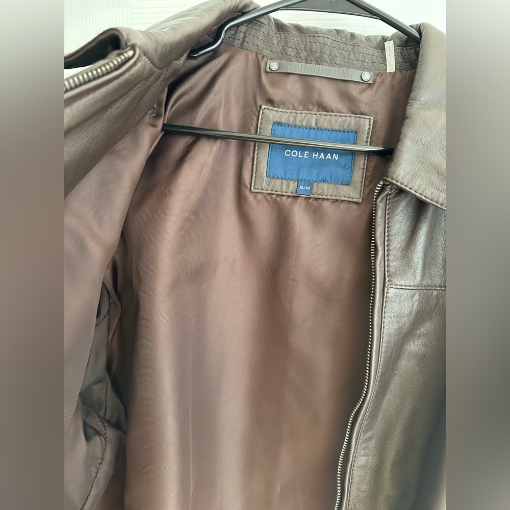 Cole Haan Men's XL Java 100% Genuine Leather Jacket Brown Classic - Picture 13 of 13